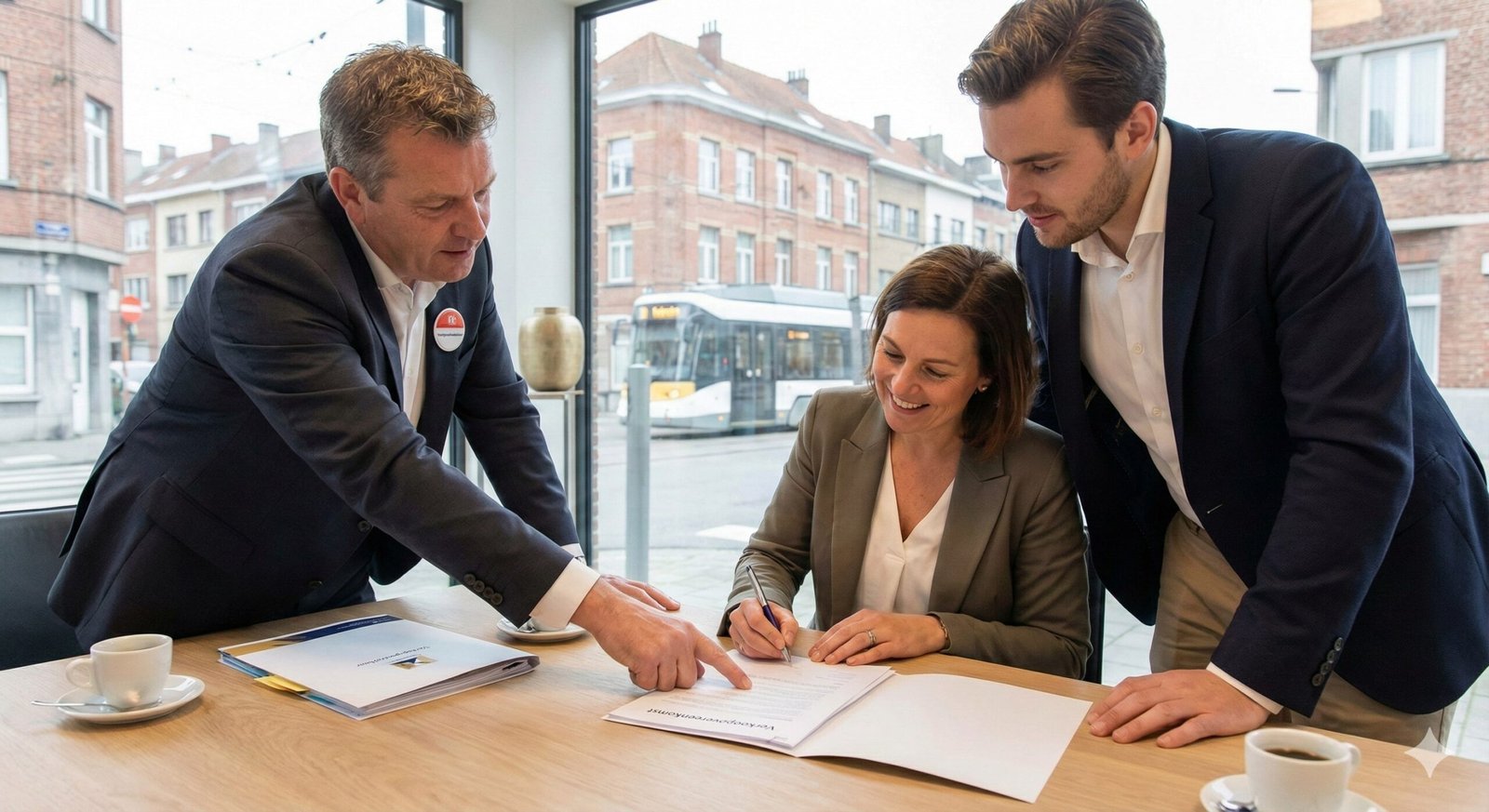 Makelaar en klant ondertekenen koopcontract vastgoed België juiste makelaar kiezen 2025