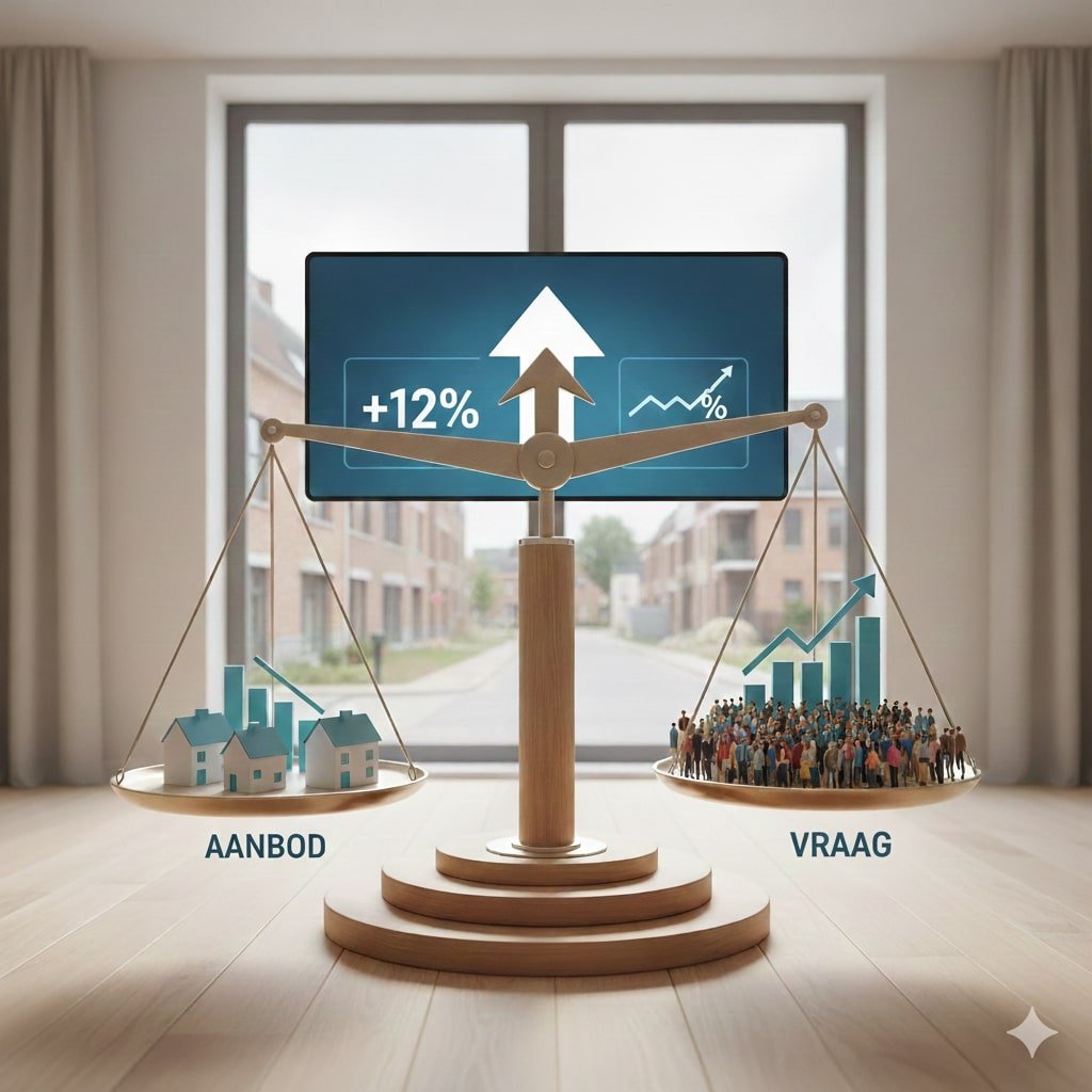 Huizenprijzen stijging oorzaken aanbod vraag België waarom huizen duur zijn